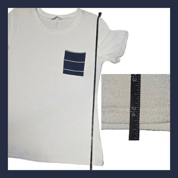 Summer10 Knit Short sleeve Blouse White w/ Navy Accents - Small - Picture 7 of 8